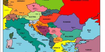 خريطة أوروبا توضح ألبانيا