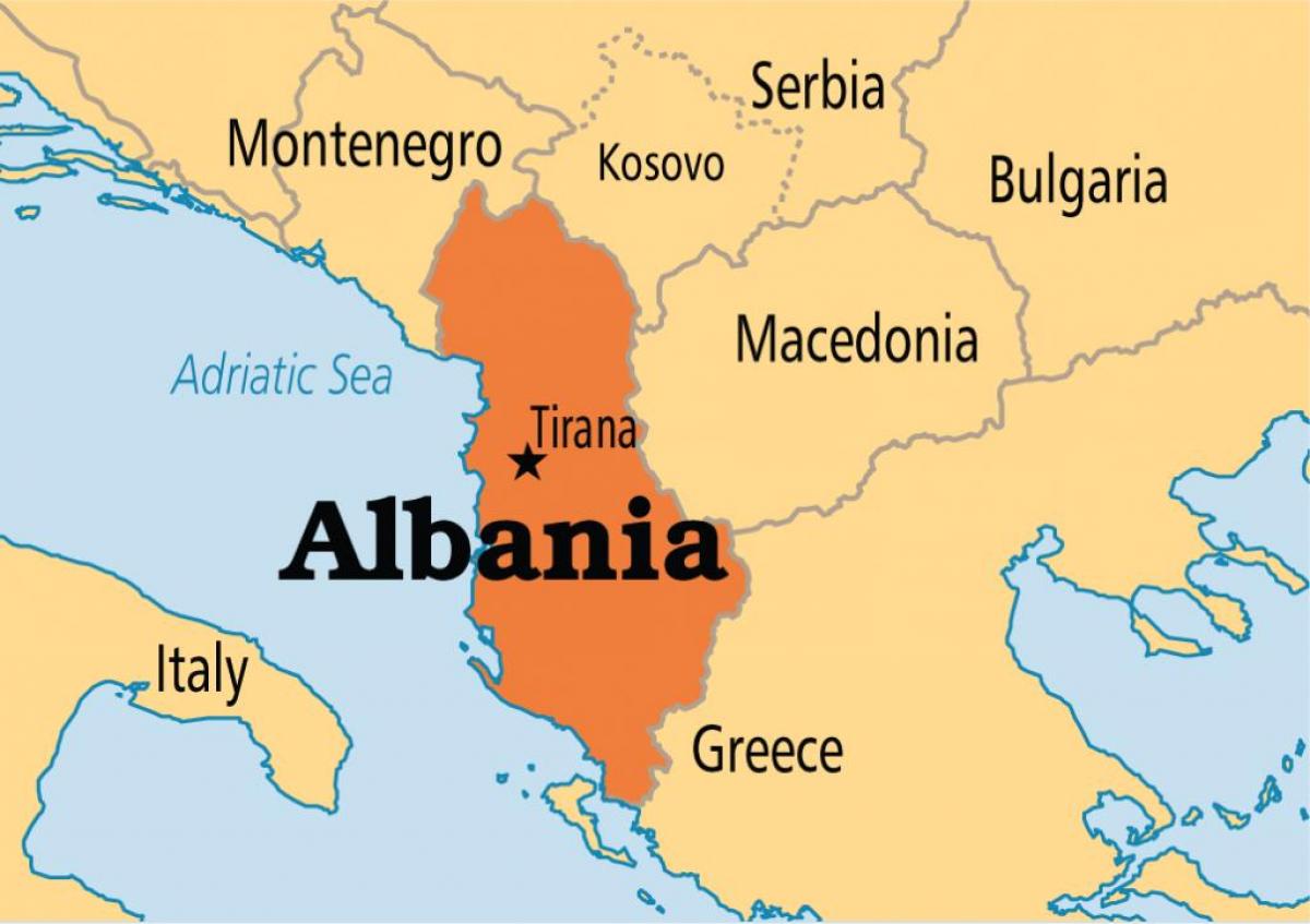 محيط شكل خرقة غير متوافق  ألبانيا خريطة - خريطة تبين ألبانيا (جنوب أوروبا - أوروبا)